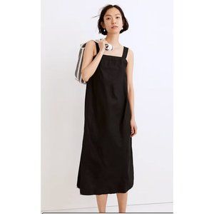 Madewell Linen-Cotton Princess-Seamed Midi Dress S Square Neck Sleeveless NWT